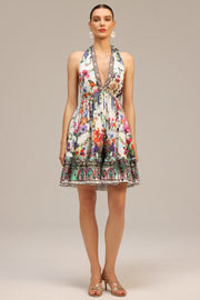 Emier V-neck Floral Printed Mini Dress
